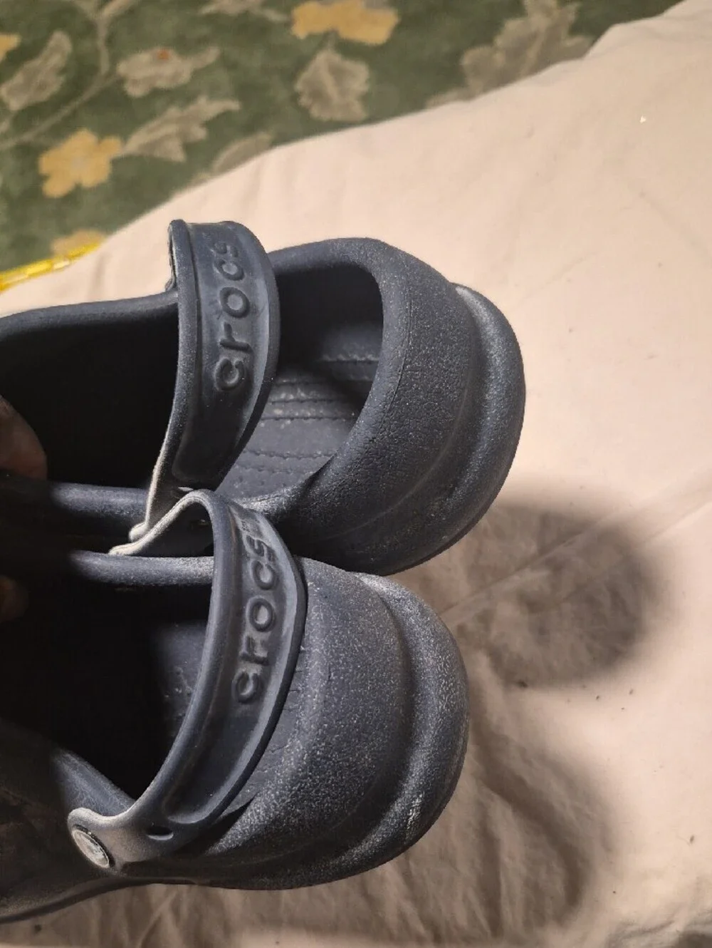 CROCS Kids Slip-On Clogs in Navy and White Contrast